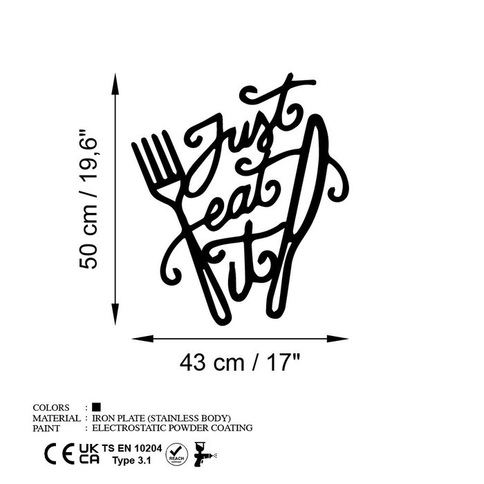 Wallity Just Eat It - Accesorio Decorativo de Pared Metálico Negro Wallity Just Eat It - Accesorio Decorativo de Pared Metálico Negro